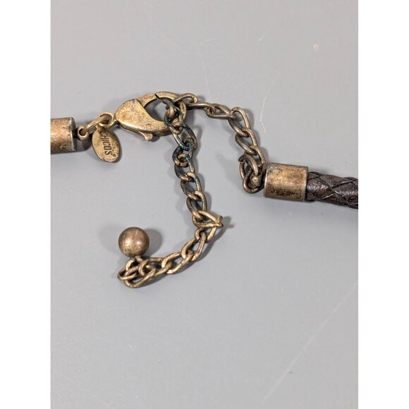 Chicos Southwestern Gecko Lizard Red Rhinestone Brown Cord Necklace 21" - Picture 6 of 8